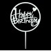 Cake topper Happy birthday rond hartje blauw